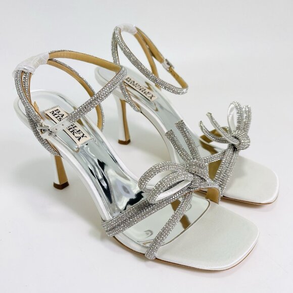 Badgley Mischka Women’s Effie Strappy Bow Heels White/Clear Size 7.5 - Picture 1 of 12